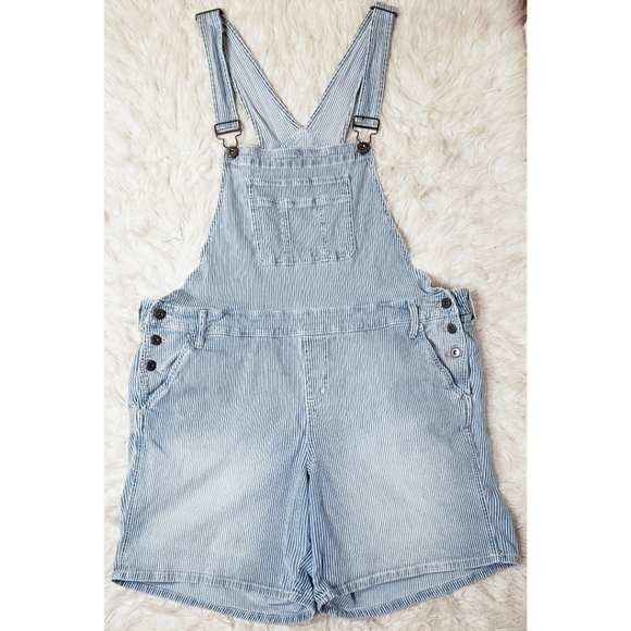 Tucker Shortie Overalls - Blue Stripe